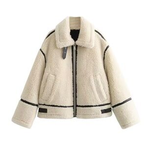 Women's Cream Shearling Jacket